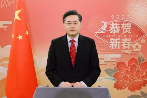 秦刚部长致各国驻华使团的新年视频致辞全文