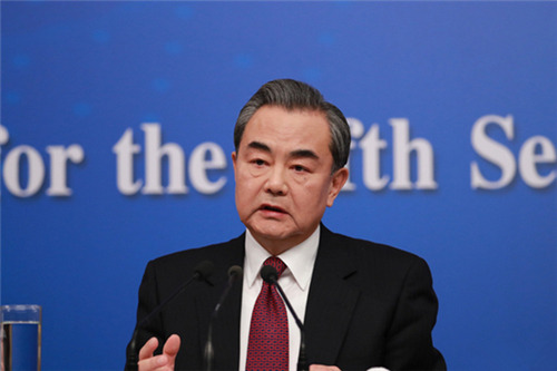 Chinese Foreign Minister Wang Yi answers questions on China's foreign policy and foreign relations at a press conference for the fifth session of the 12th National People’s Congress in Beijing, capital of China, March 8, 2017.