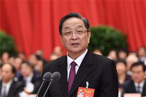 3月13日，俞正声在全国政协十二届五次会议闭幕会上讲话。